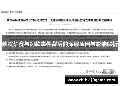 魏震禁赛与罚款事件背后的深层原因与影响解析 魏震禁赛与罚款事件背后的深层原因与影响解析